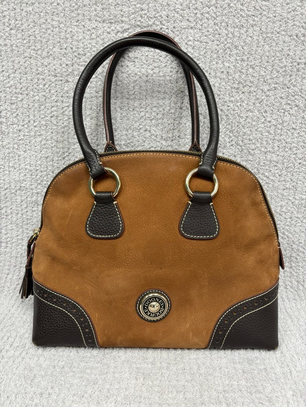 Vintage Dooney & Bourke Brown Nubuck Leather Satchel Purse #76914